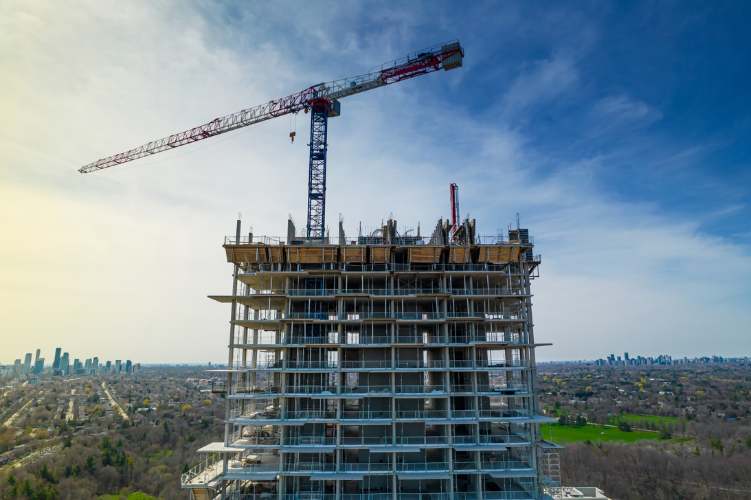 Empty construction site, progress stops due residential construc